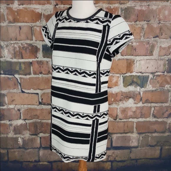 Madewell Geo Jacquard Dress Black White E5171 sz 2 - Picture 4 of 7